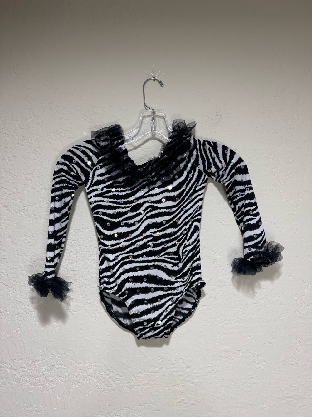 Zebra Print Sequined Dance Costume Set